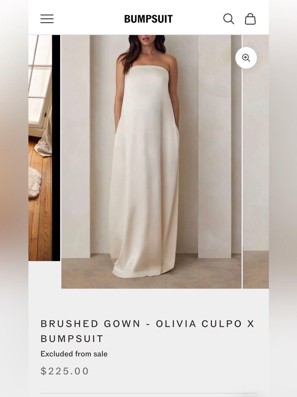 Olivia Culpo x Bumpsuit Strapless Brushed Gown - Cream